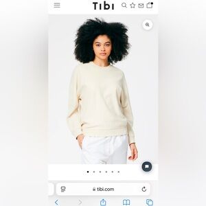 Tibi Ivory Cocoon Crewneck Sweatshirt